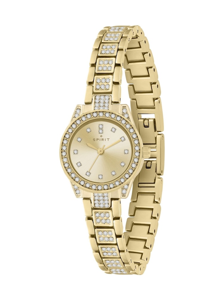 Spirit Ladies Gold Polished Pale Crystal Bracelet Watch - Image 3 of 3