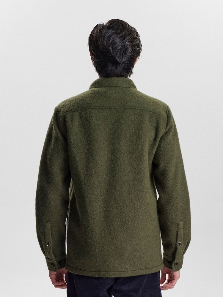 Anerkjendt Green Boiled Wool Overshirt - Image 2 of 6