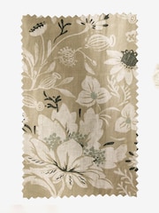 Cortinas forradas com estampa floral em xilogravura, mistura de linho, aba - Imagem 6 de 6