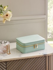 Mint Green Faux Leather Travel Jewellery Box With Removable Mini Box - Image 2 of 7