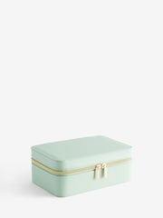 Mint Green Faux Leather Travel Jewellery Box With Removable Mini Box - Image 4 of 7