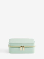 Mint Green Faux Leather Travel Jewellery Box With Removable Mini Box - Image 5 of 7