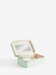 Mint Green Faux Leather Travel Jewellery Box With Removable Mini Box - Image 6 of 7