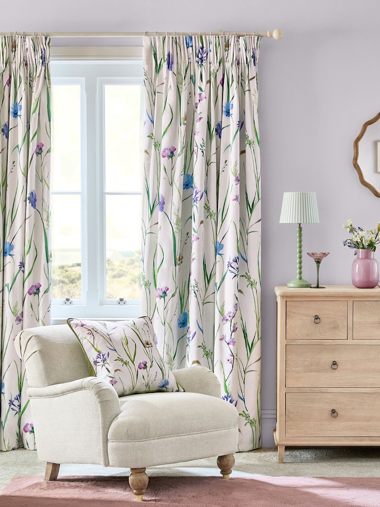 Spring Meadow Floral Sateen Blackout/Thermal Pencil Pleat Curtains - Изображение 1 из 8