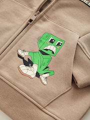 Light Brown Minecraft Stone Zip Through Hoodie (3-16yrs) - Image 3 of 4