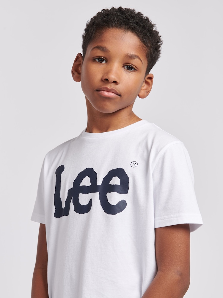 Lee White Boys Wobbly Graphic Print T-Shirt - Image 5 of 5