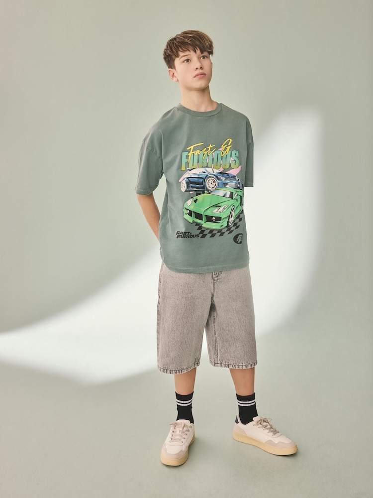 Green 100% Cotton Fast And Furious Short Sleeve T-Shirt (3-16yrs) - Image 1 of 3