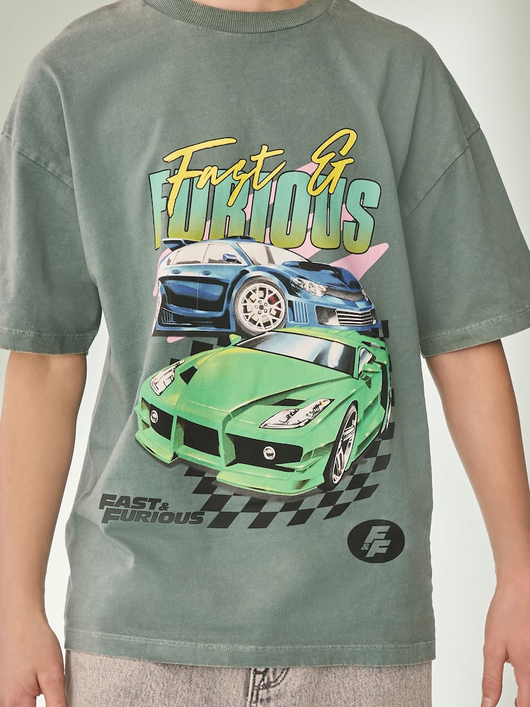 Green 100% Cotton Fast And Furious Short Sleeve T-Shirt (3-16yrs) - Image 3 of 3