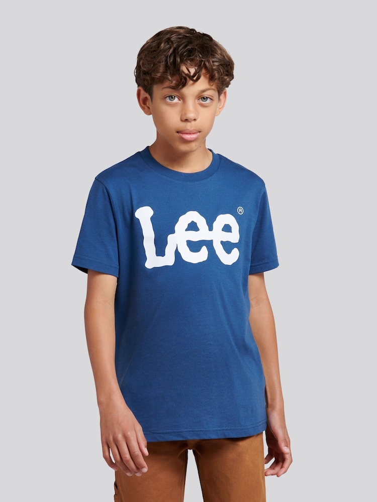 Lee Navy Blue Wobbly Graphic Print T-Shirt - Image 1 of 8 Lee Navy Blue Wobbly Graphic Print T-Shirt - Image 1 of 8