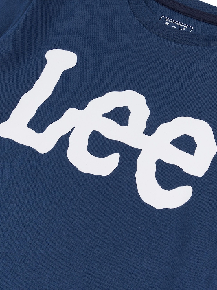 Lee Navy Blue Wobbly Graphic Print T-Shirt - Image 8 of 8 Lee Navy Blue Wobbly Graphic Print T-Shirt - Image 8 of 8