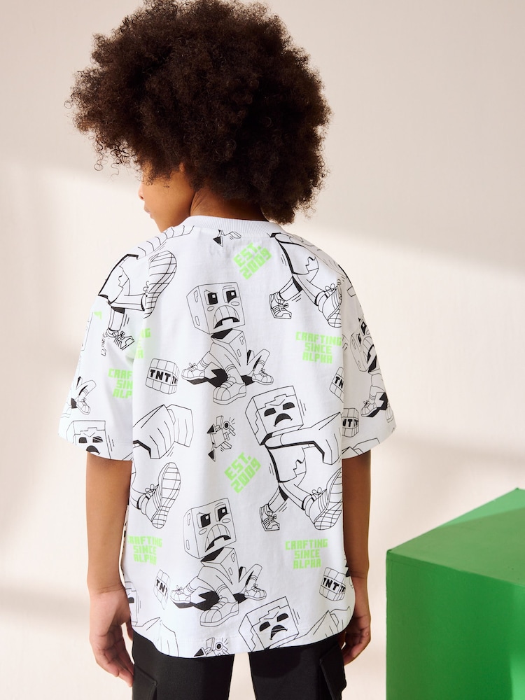 Blanc imprimé - T-shirt Minecraft sous licence (3-16 ans) - Image 3 of 9