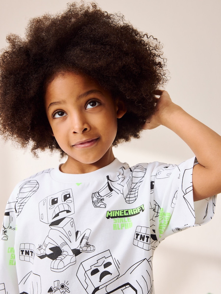Blanc imprimé - T-shirt Minecraft sous licence (3-16 ans) - Image 4 of 9