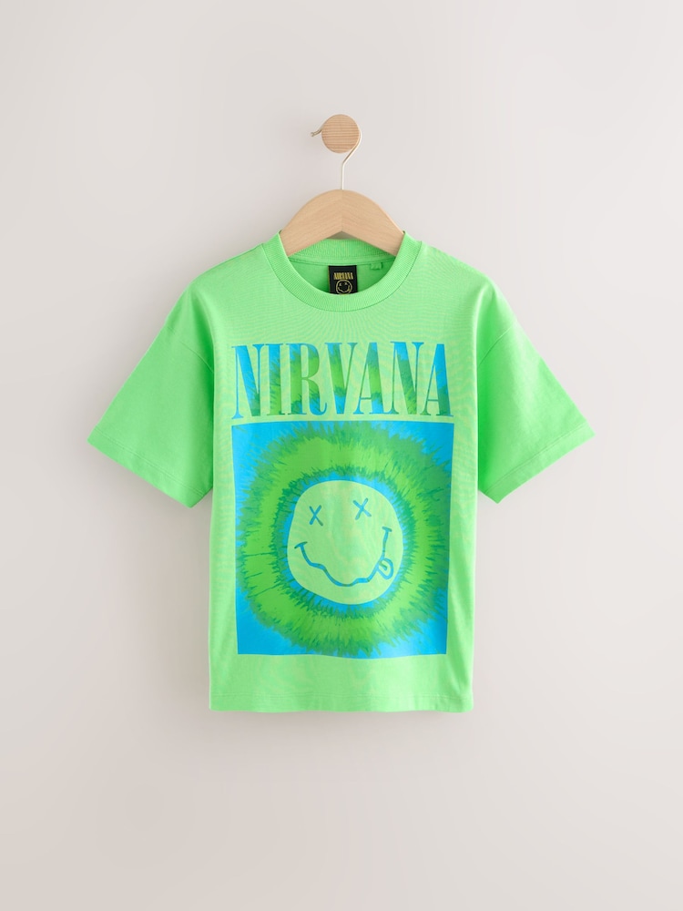Green Nirvana Band T-Shirt (3-16yrs) - Image 1 of 4 Green Nirvana Band T-Shirt (3-16yrs) - Image 1 of 4