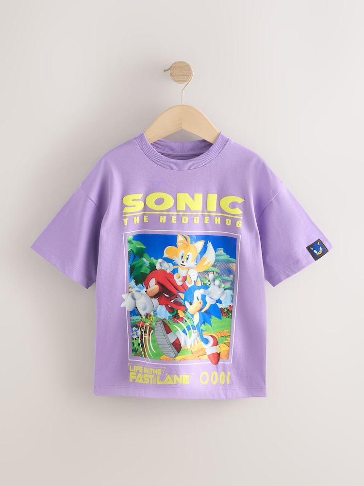 أرجواني - تيشِرت مزيّن بطبعة شخصية Sonic المرخصة (3 16 سنة) - صورة 1 من 1