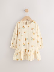 Ecru White Floral Woven 100% Cotton Baby Dress - Image 1 of 4