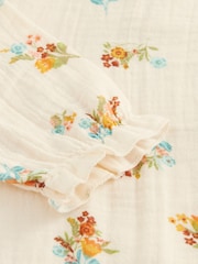 Ecru White Floral Woven 100% Cotton Baby Dress - Image 4 of 4