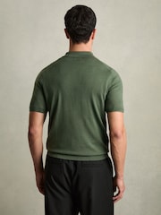 Reiss Dark Kale Green Maxwell Merino Wool Half-Zip Polo Shirt - Image 5 of 7