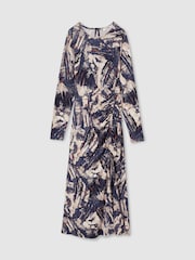 Reiss Riyo Printed Ruched средних размеров платья - Изображение 2 из 6