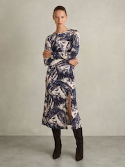 Reiss Riyo Printed Ruched средних размеров платья - Изображение 3 из 6