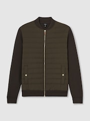 Reiss Military Green Tosca Quilted Hybrid Jacket - Image 2 of 7