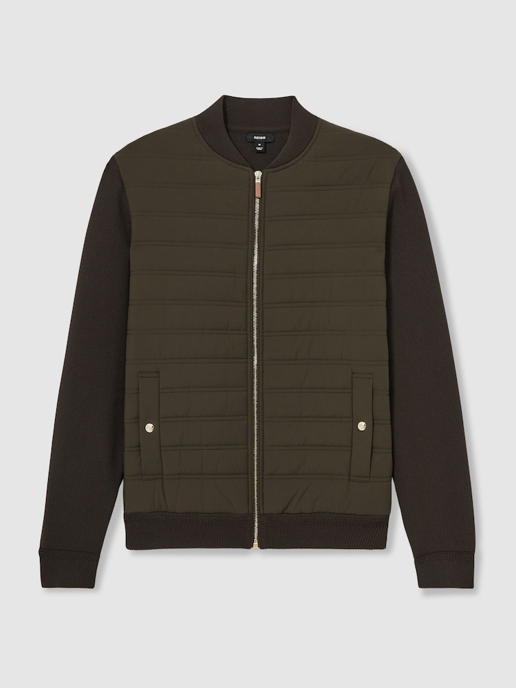 Reiss Military Green Tosca Quilted Hybrid Jacket - Image 2 of 7