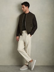 Reiss Military Green Tosca Quilted Hybrid Jacket - Image 3 of 7