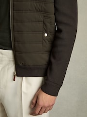 Reiss Military Green Tosca Quilted Hybrid Jacket - Image 4 of 7