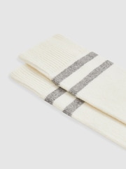 Reiss Ecru/Soft Grey Alcott Striped Socks With Wool And Cashmere - Image 2 of 3