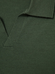 Reiss Dark Kale Green Milburn Merino Wool Half-Zip Polo Shirt - Image 8 of 8