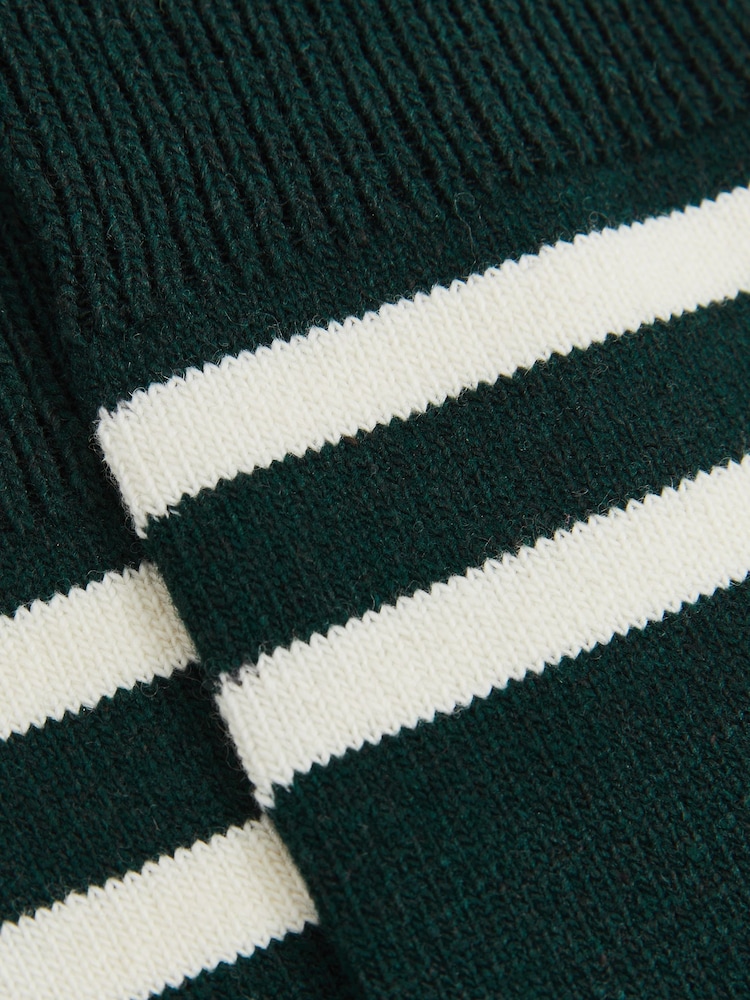 Reiss Forest Green/Ecru Alcott Striped Socks With Wool And Cashmere - Image 3 of 3