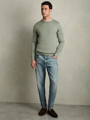 Reiss Herb Green Wessex Merino Wool Crew Neck Jumper - Image 3 of 6