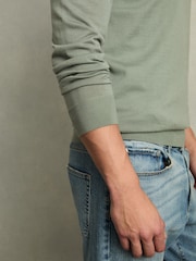 Reiss Herb Green Wessex Merino Wool Crew Neck Jumper - Image 4 of 6