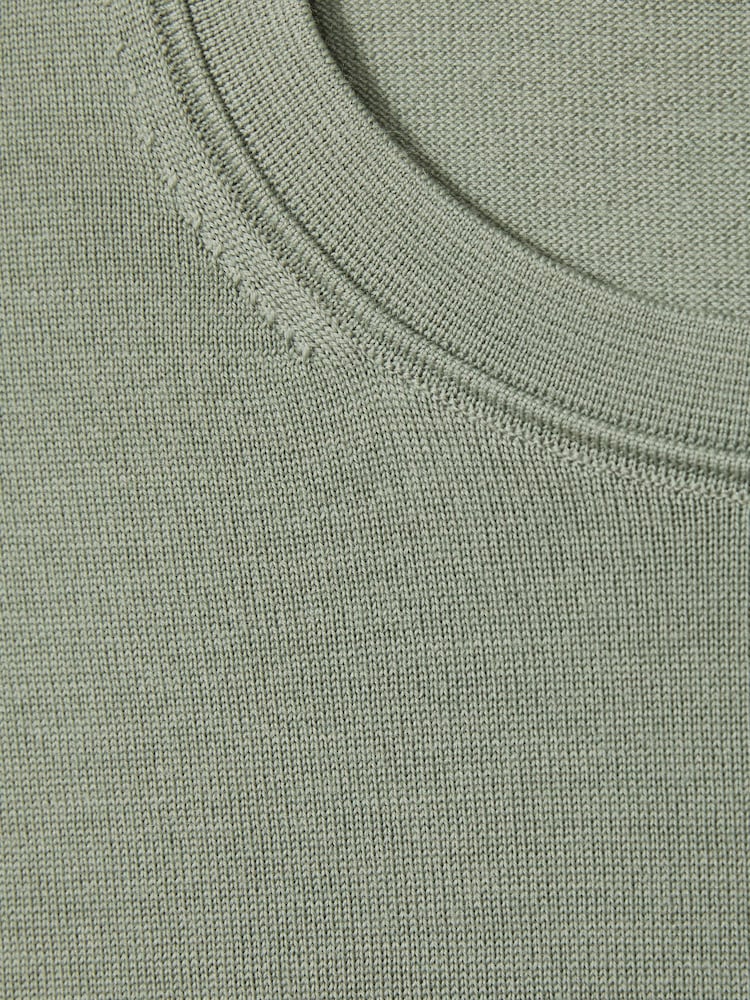 Reiss Herb Green Wessex Merino Wool Crew Neck Jumper - Image 6 of 6 Reiss Herb Green Wessex Merino Wool Crew Neck Jumper - Image 6 of 6