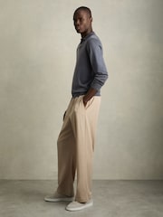 Reiss Blackened Blue Milburn Merino Wool Half-Zip Polo Shirt - Image 3 of 6