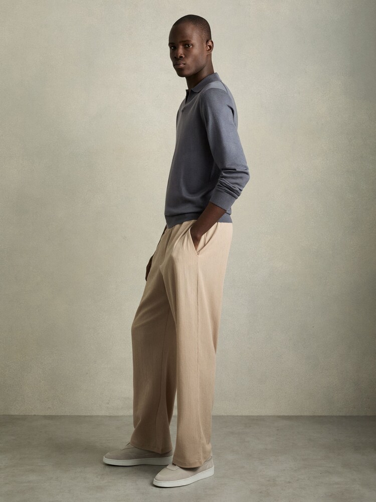 Reiss Blackened Blue Milburn Merino Wool Half-Zip Polo Shirt - Image 3 of 6