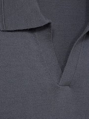 Reiss Blackened Blue Milburn Merino Wool Half-Zip Polo Shirt - Image 6 of 6
