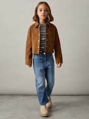 Reiss Blue Brady 13-14 yrs Barrel-Leg Patch-Pocket Jeans - Image 2 of 4