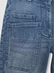 Reiss Blue Brady 13-14 yrs Barrel-Leg Patch-Pocket Jeans - Image 4 of 4
