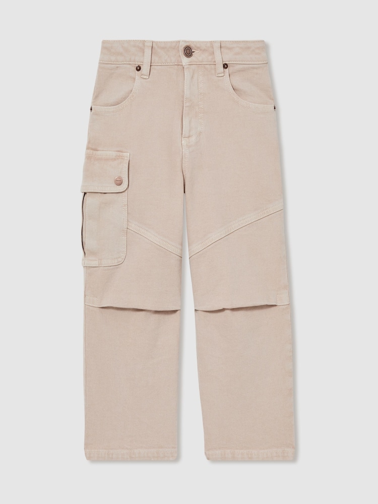 Reiss Camel Ocean 4-9 yrs Straight-Leg Patch Pocket Jeans - Image 2 of 4