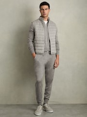 Reiss Warm Grey Melange Billings Merino-Blend Stretch Joggers - Image 1 of 6