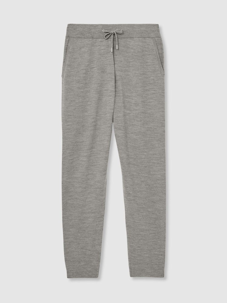 Reiss Warm Grey Melange Billings Merino-Blend Stretch Joggers - Image 2 of 6