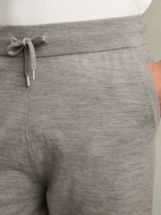 Reiss Warm Grey Melange Billings Merino-Blend Stretch Joggers - Image 4 of 6