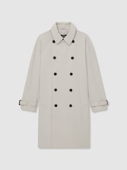 Reiss Stone Scramble Double Breasted Long Trench Coat - Image 2 of 7