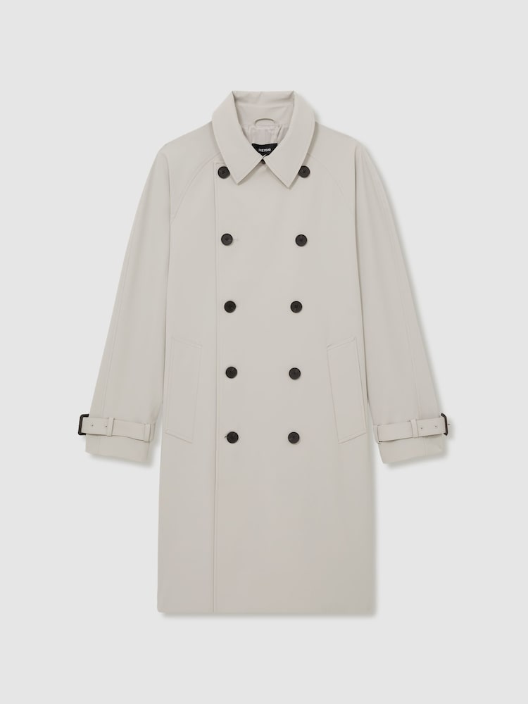 Reiss Stone Scramble Double Breasted Long Trench Coat - Image 2 of 7