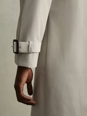 Reiss Stone Scramble Double Breasted Long Trench Coat - Image 4 of 7