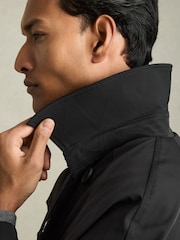 Reiss Black Scramble Double Breasted Long Trench Coat - Image 4 of 7