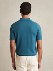 Reiss Deep Teal Blue Maxwell Merino Wool Half-Zip Polo Shirt - Image 5 of 6