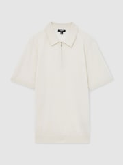 Reiss Snow White Maxwell Merino Wool Half-Zip Polo Shirt - Image 2 of 6