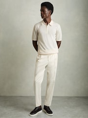 Reiss Snow White Maxwell Merino Wool Half-Zip Polo Shirt - Image 3 of 6