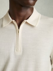 Reiss Snow White Maxwell Merino Wool Half-Zip Polo Shirt - Image 4 of 6